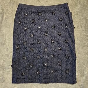 NWOT Talbots Eyelet Lace Cotton Floral Pencil Skirt Size 2